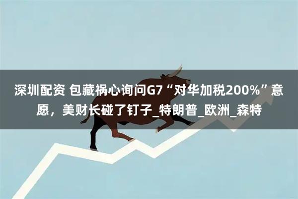 深圳配资 包藏祸心询问G7“对华加税200%”意愿，美财长碰了钉子_特朗普_欧洲_森特